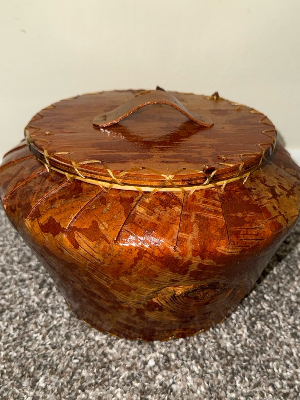 Hand made basket with cover lid